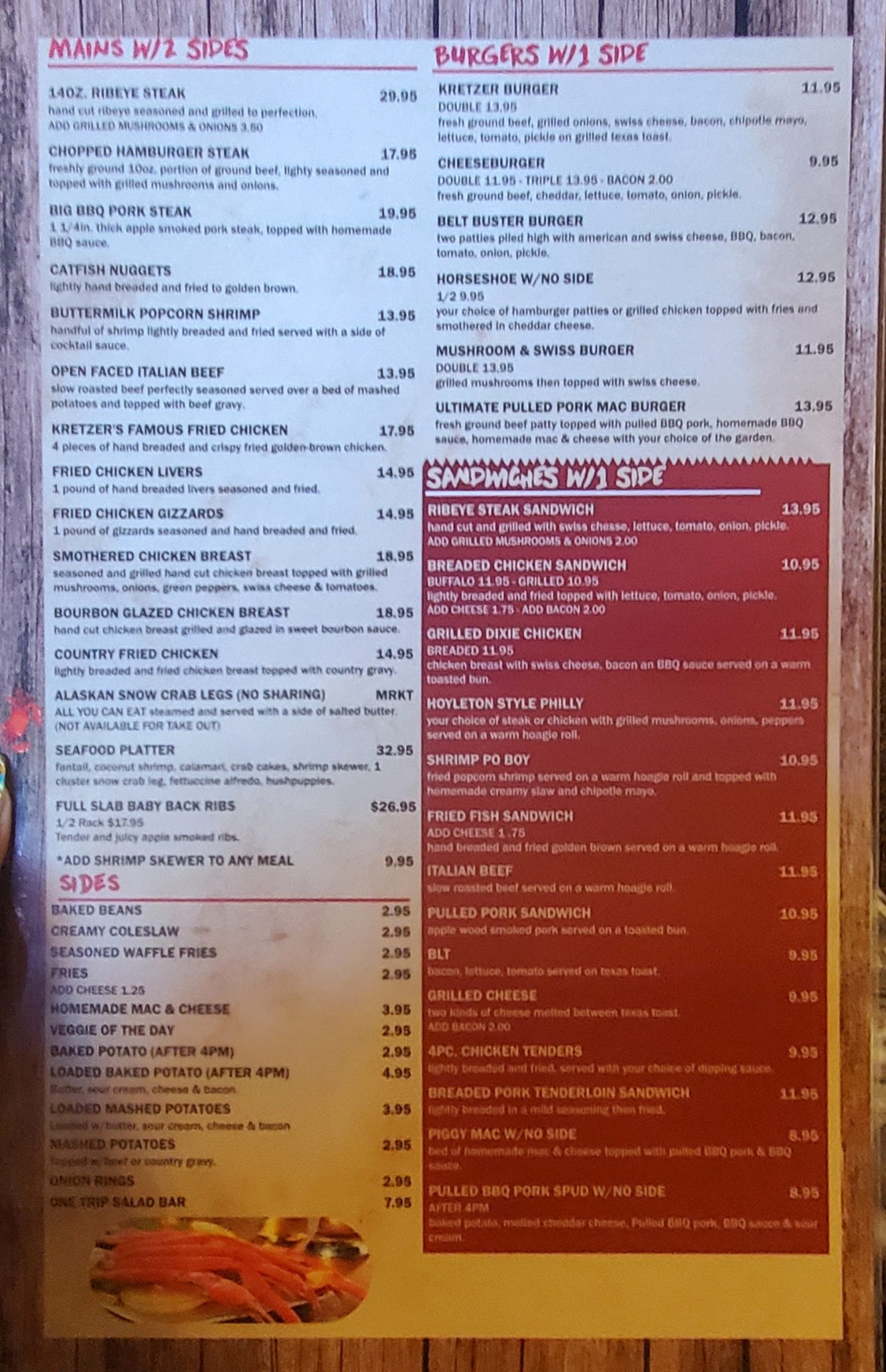 Kretzer’s Grill & Bar Menu (Updated May 2025)